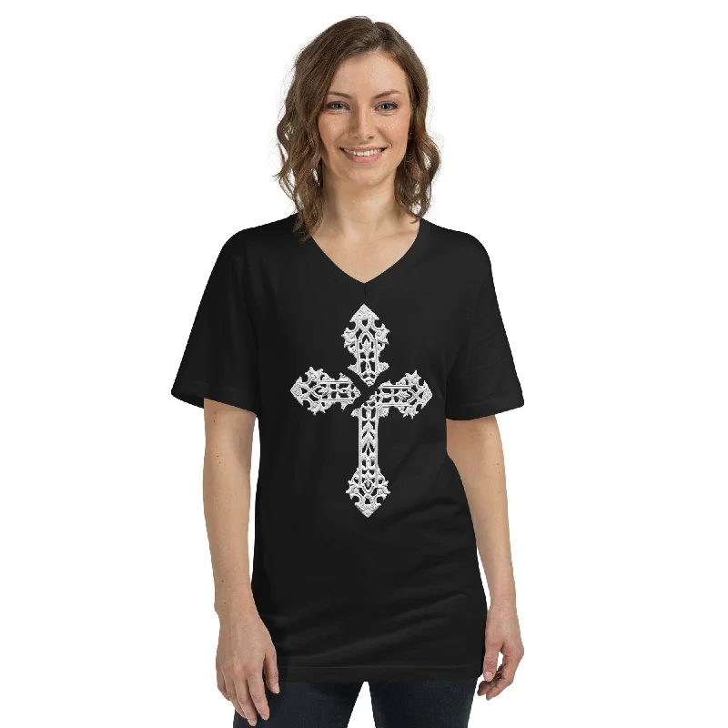 Broken Holy Cross Women’s Short Sleeve V-Neck T-Shirt