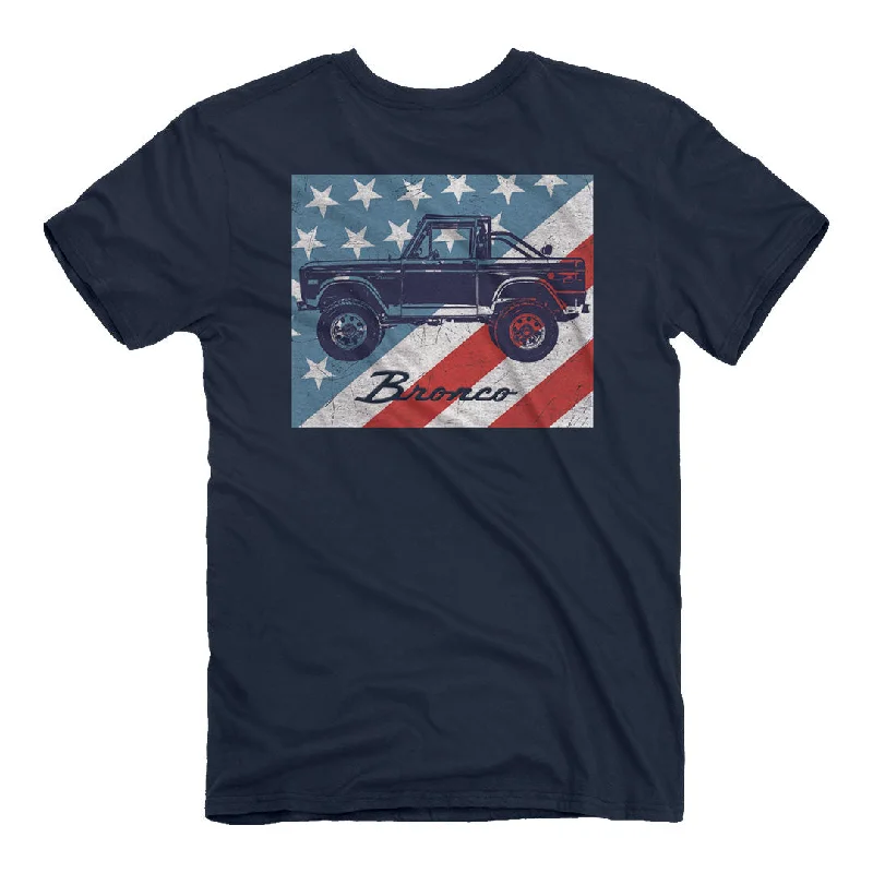 Ford Bronco - USA Velocity T-Shirt Graphic T-Shirt Round Neck Polyester