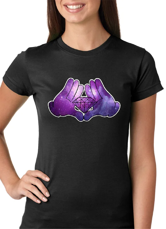 Cartoon Hands Diamond Cosmos Girl's T-Shirt Mesh Blend Leather Blend Suede Blend