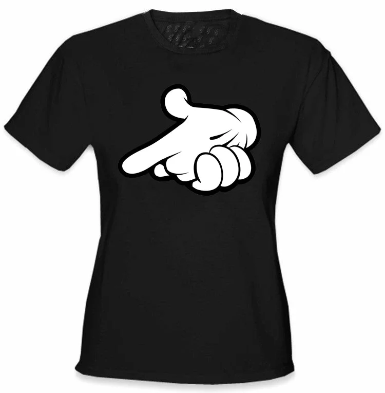 Cartoon Hands Gun Girl's T-Shirt Lace Blend Ribbed Blend Corduroy Blend