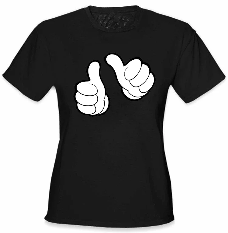 Cartoon Hands "This Girl" Girl's T-Shirt Satin Fabric Silk Fabric Chiffon Fabric