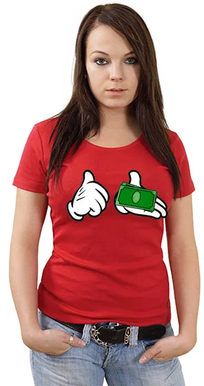 Cartoon Money Hands Girls T-Shirt Print Jacquard Patchwork