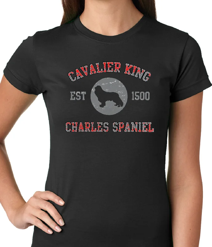 Cavalier King Charles Spaniel EST. 1500 Girls T-shirt Solid Print Embellished
