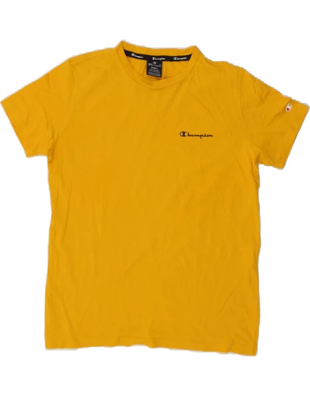 CHAMPION Womens T-Shirt Top UK 10 Small Yellow Polka Dot Checkered Tartan