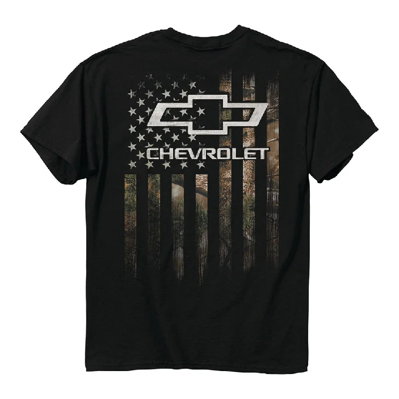 Chevrolet - American Flag Camo T-Shirt Graphic Embroidered Appliqued