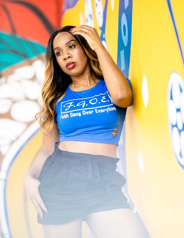 Faith Gang Over Everything Women's Crop Tee (multiple color options) Asymmetrical Pockets Print Faith Gang Over Everything Women's Crop Tee (multiple color options) Asymmetrical Pockets Print