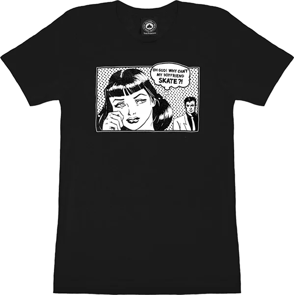 Thrasher Boyfriend Girls T-Shirt - Size: X-SMALL Black V-Neck T-Shirt Long Sleeve Cotton Thrasher Boyfriend Girls T-Shirt - Size: X-SMALL Black V-Neck T-Shirt Long Sleeve Cotton