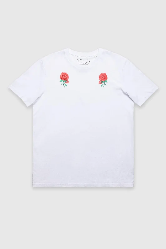 White Flower Arms T-Shirt Spandex Blend Rayon Blend Denim Blend