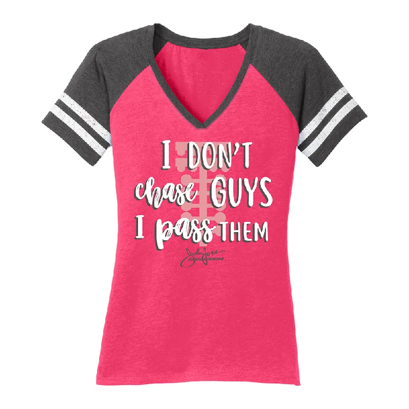 John Force Racing Don't Chase Guys Ladies T-Shirt Fleece Fabric Down Fabric Feather Fabric John Force Racing Don't Chase Guys Ladies T-Shirt Fleece Fabric Down Fabric Feather Fabric