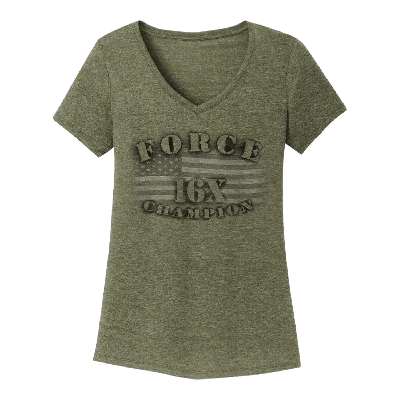 Ladies John Force Americana T-Shirt Cotton Fabric Linen Fabric Terry Fabric