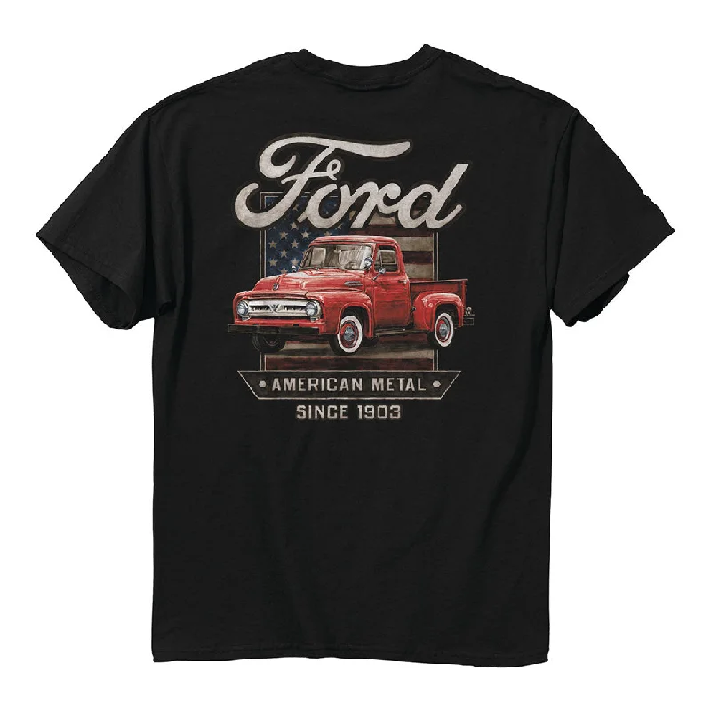 Ford - F100 American Metal T-Shirt Houndstooth Herringbone Solid