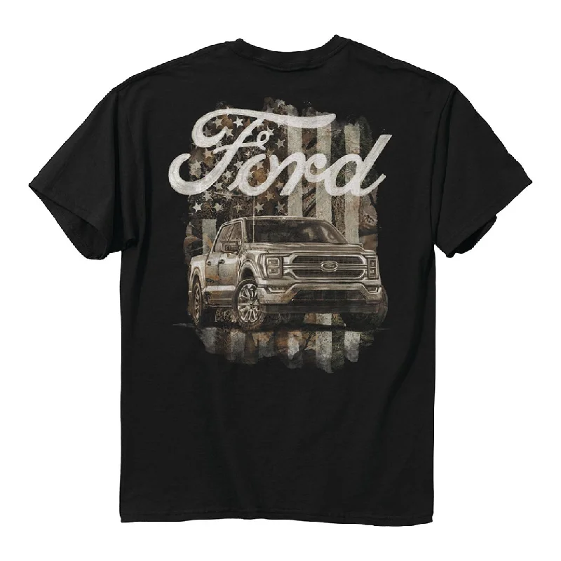Ford - F150 USA Camo Flag T-Shirt Knit Fabric Woven Fabric Fleece Fabric