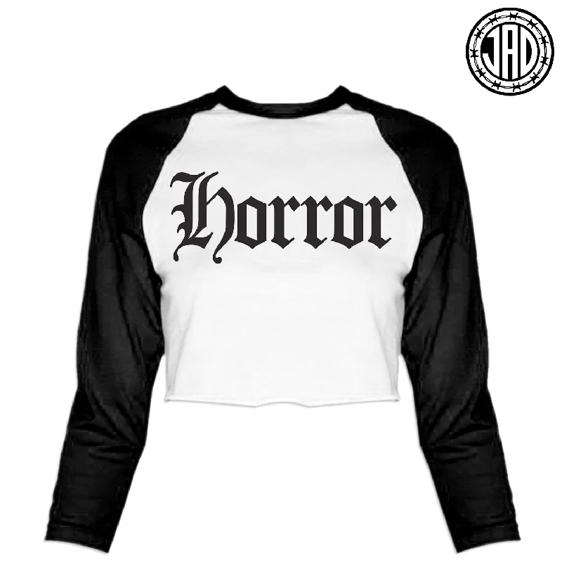 Horror Old E - Women's Cropped Baseball Tee