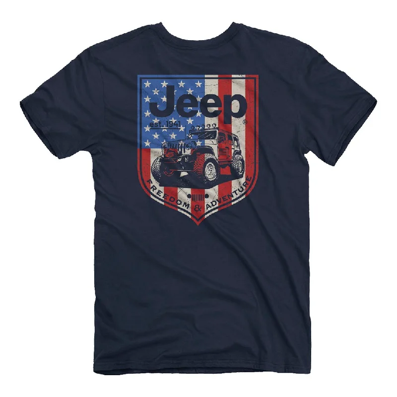 Jeep - USA Shield T-Shirt Beaded Sequined Faux Fur
