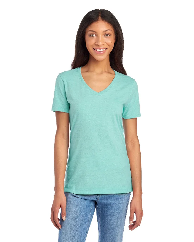 Jerzees Ladies' Premium Blend V-Neck T-Shirt Anti-Pilling Machine Wash Handmade
