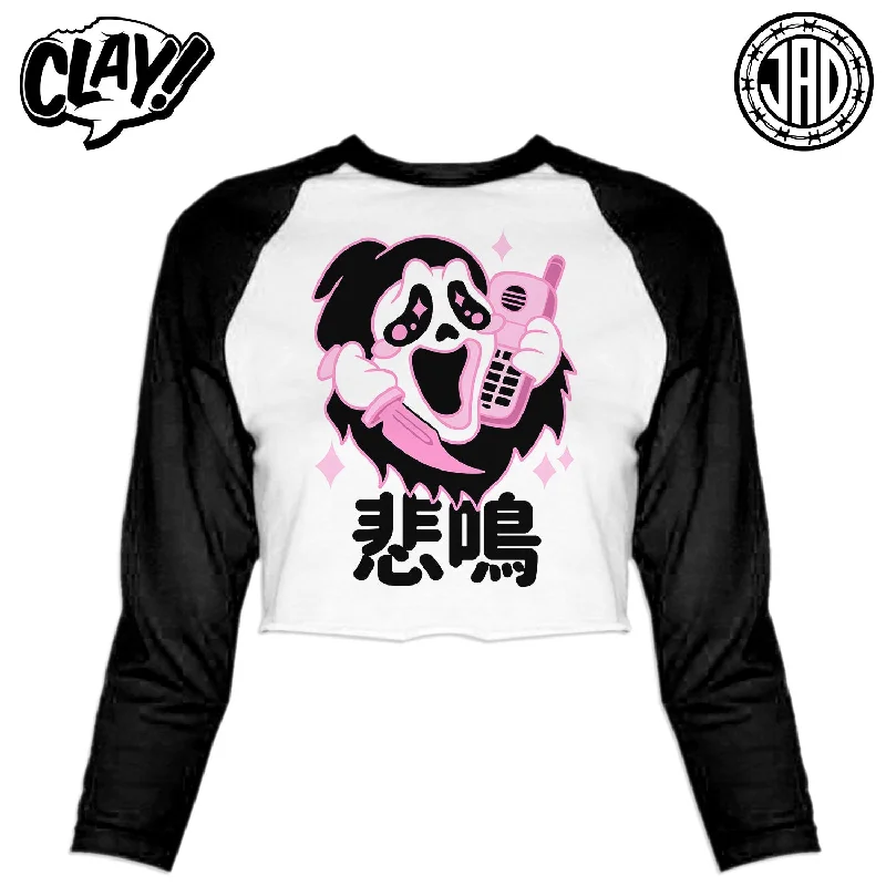 Kawaii Ghost - Women's Cropped Baseball Tee