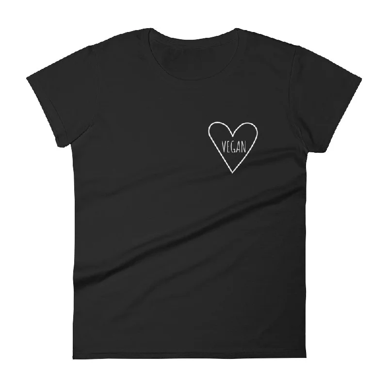 Love Vegan Heart: Black Ladies T-Shirt