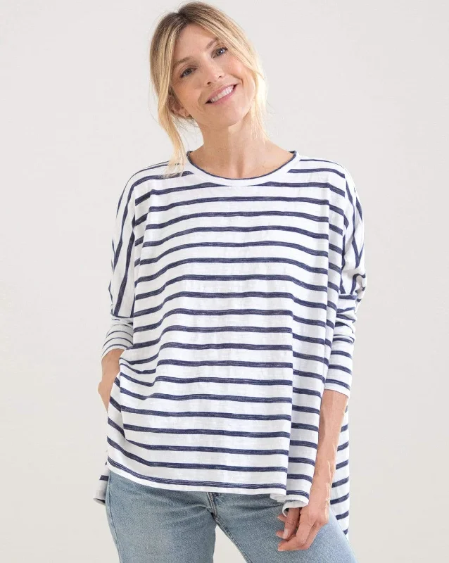 Mersea Catalina Slub Tee White/Navy Stripe