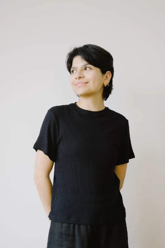 modal t-shirt - lula - black Satin Fabric Silk Fabric Chiffon Fabric