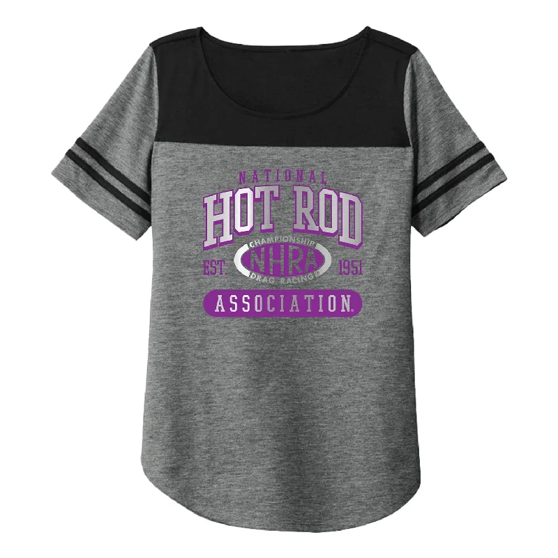 Ladies Collegiate NHRA Logo T-Shirt Welt Pockets Slit Pockets