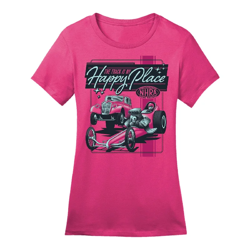 Ladies Track is My Happy Place T-Shirt Rayon Velvet Corduroy