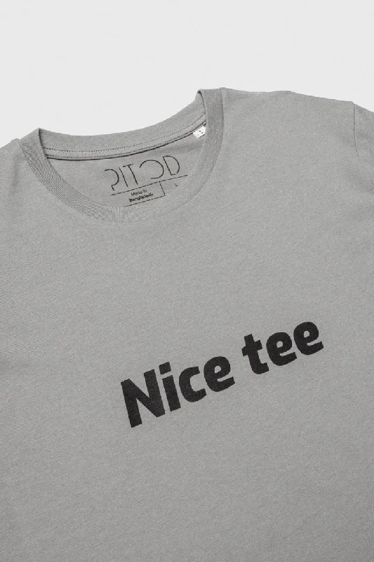 Heather Grey Nice Tee T-Shirt Chenille Blend Fleece Blend Nylon Blend