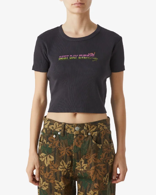 BEST DAY EVER CROPPED RIB T-SHIRT Mesh Canvas Denim