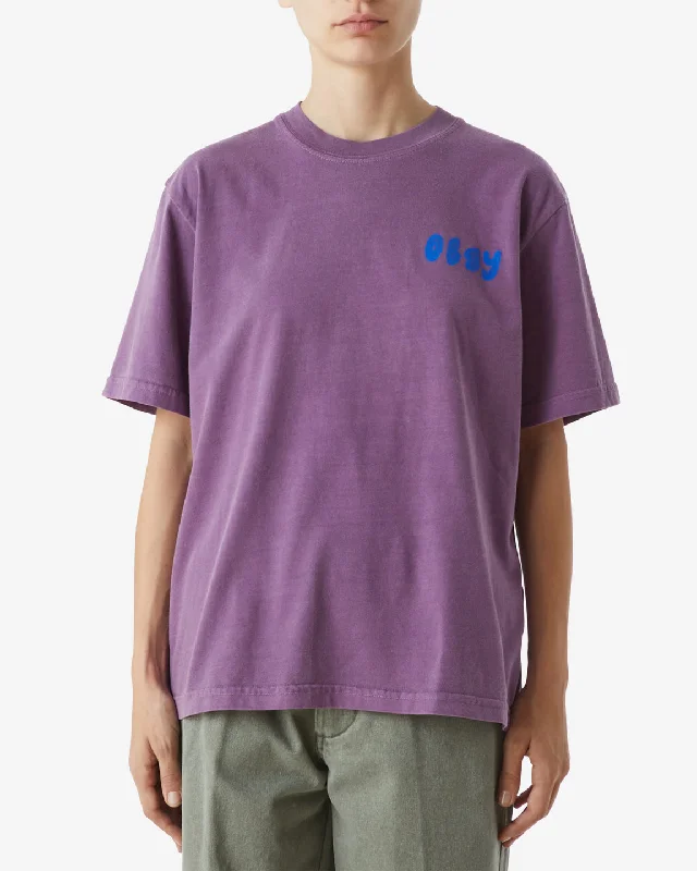 STIPPLED PIGMENT T-SHIRT Notch Collar Peter Pan Collar Cowl Neck