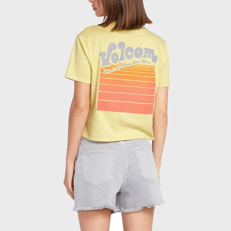 Volcom Pocket Womens Dial T-Shirt - Citron Polka Dot Checkered Tartan