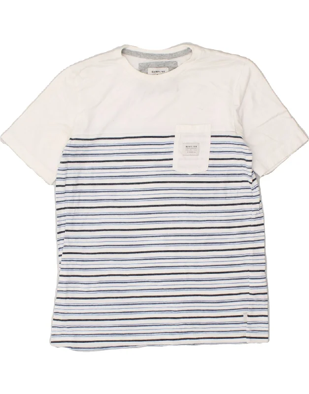QUIKSILVER Womens T-Shirt Top UK 14 Large White Striped Cotton Real Fur Shearling Chenille QUIKSILVER Womens T-Shirt Top UK 14 Large White Striped Cotton Real Fur Shearling Chenille