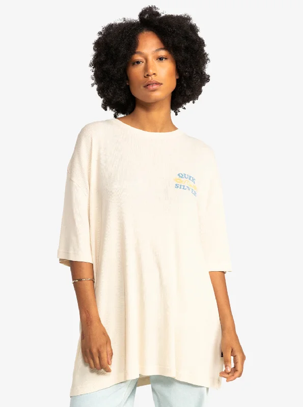 Quiksilver Womens UNI Classic Boyfriend T-Shirt - Birch Hooded Caped Shawl Collar