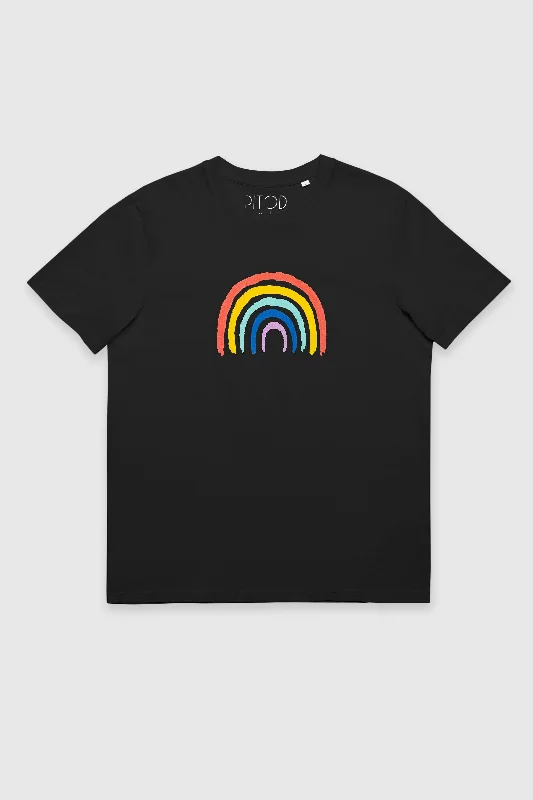 Black Rainbow T-Shirt Welt Pockets Slit Pockets