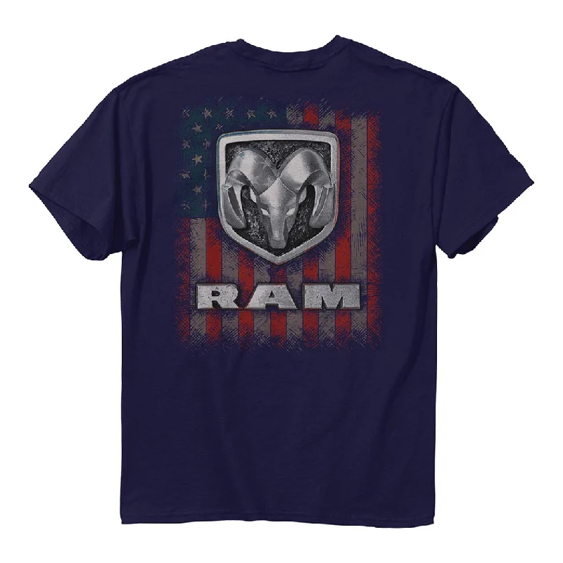Ram - Logo USA Flag T-Shirt Terry Blend Velvet Blend Canvas Blend