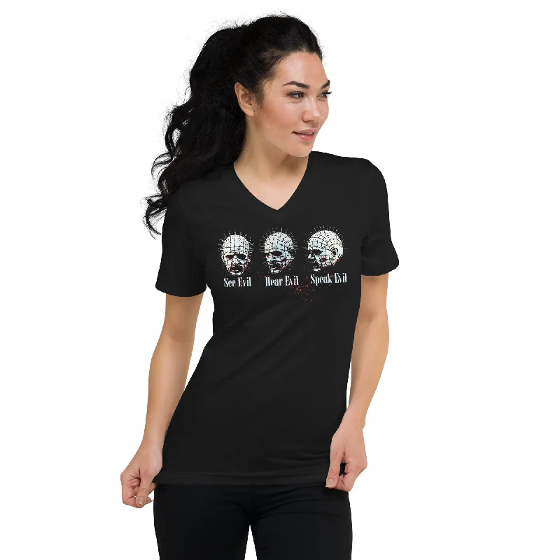 See Evil, Hear Evil, Speak Evil Horror Women’s Short Sleeve V-Neck T-Shirt