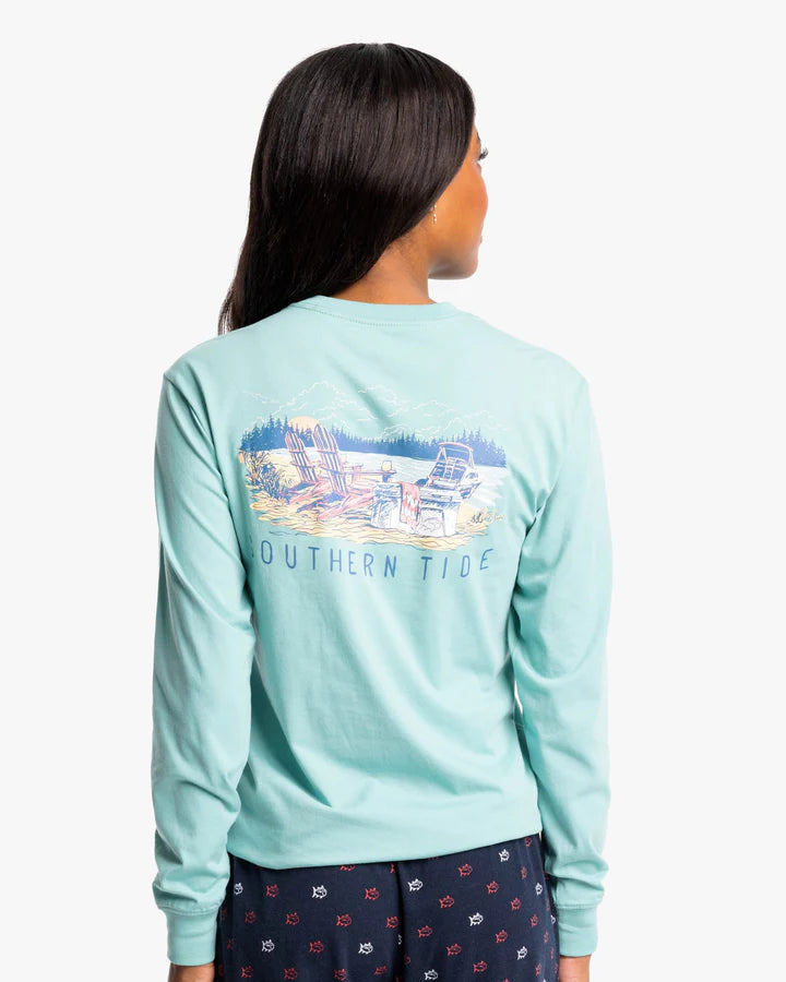 Southern Tide Lakeside Picnic Long Sleeve T-Shirt Agate Green