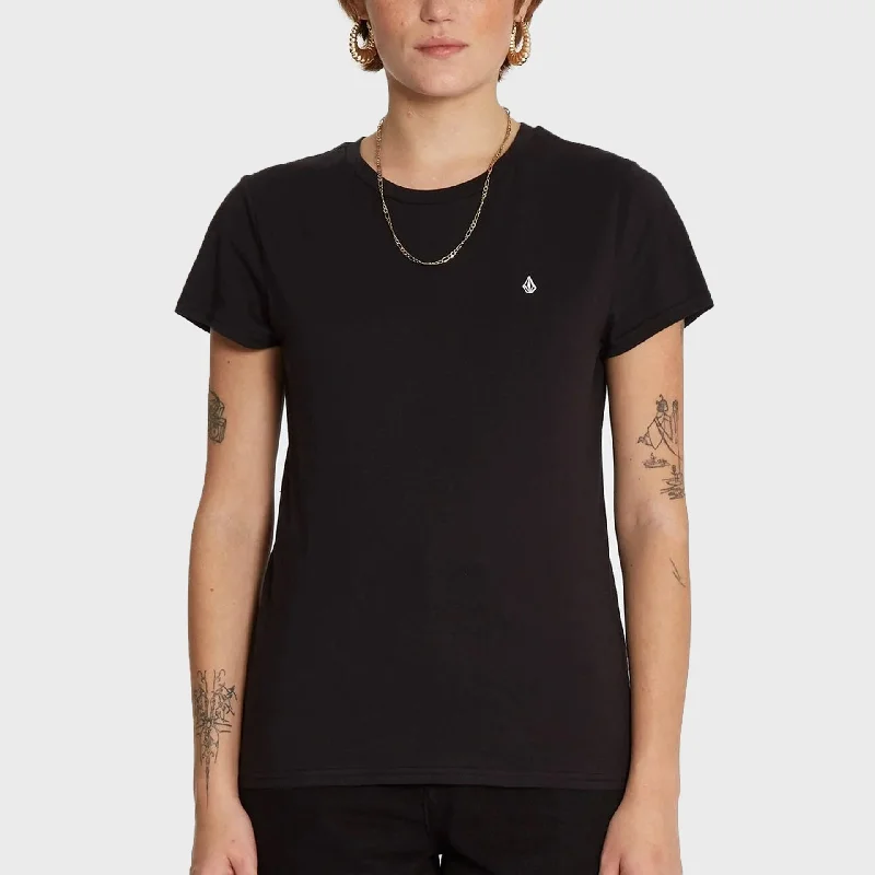 Volcom Stone Blanks Womens T-Shirt - Black Embroidered Appliqued Beaded