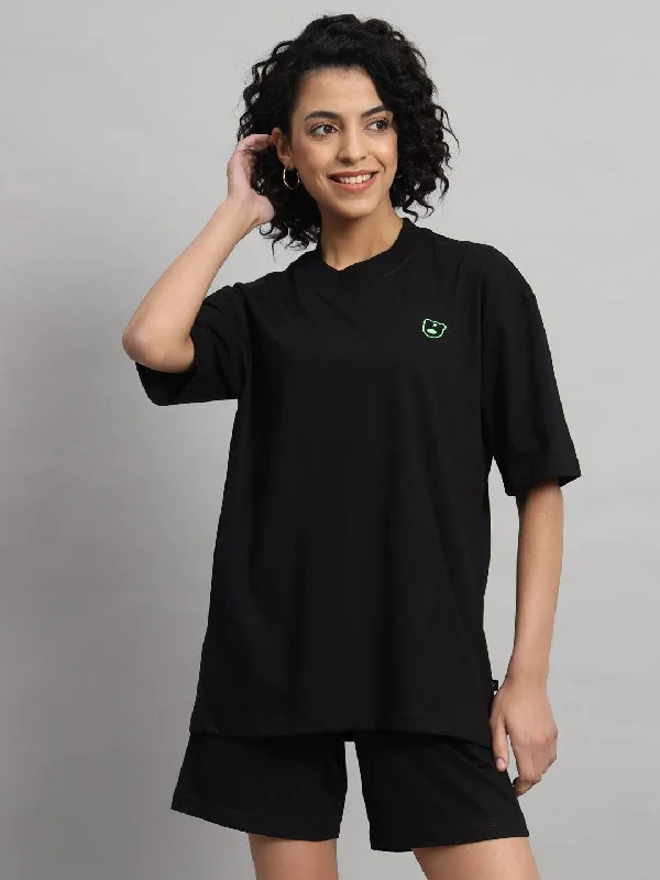 Teddy Logo Oversized T-shirt Collared T-Shirt Boat Neck A-Line