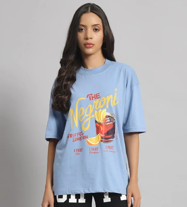 THE NEGRONI Oversized T-shirt Asymmetrical Pockets Print