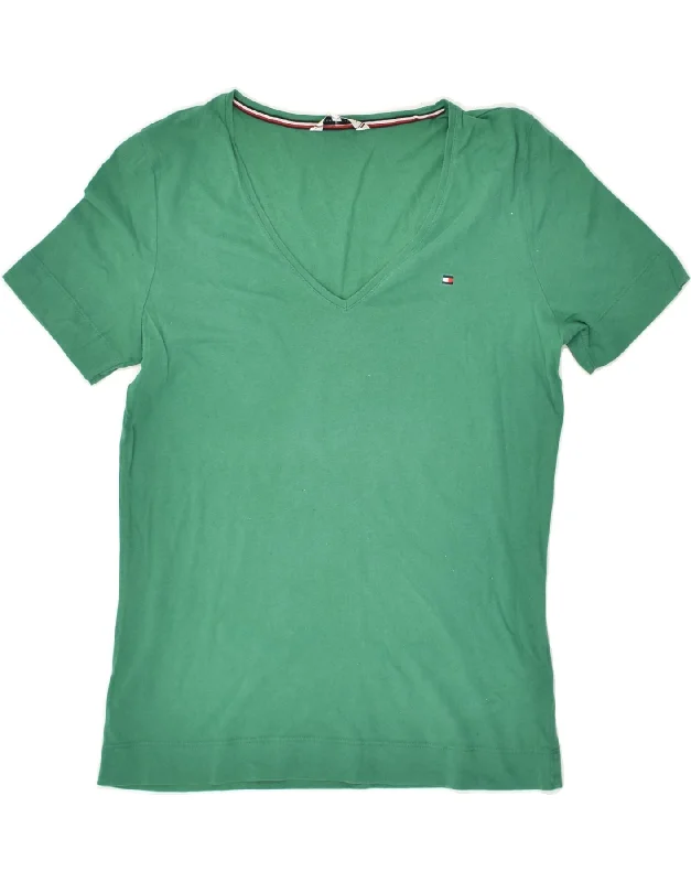 TOMMY HILFIGER Womens T-Shirt Top UK 10 Small Green Cotton Wool Fabric Cashmere Fabric Tweed Fabric TOMMY HILFIGER Womens T-Shirt Top UK 10 Small Green Cotton Wool Fabric Cashmere Fabric Tweed Fabric
