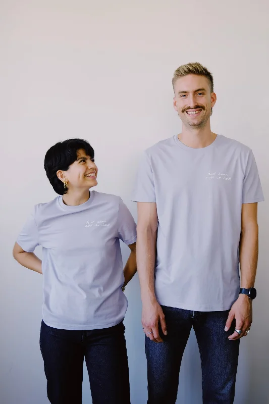 unisex t-shirt - hüt hani nöd so lust - pale lilac Cotton Fabric Linen Fabric Terry Fabric unisex t-shirt - hüt hani nöd so lust - pale lilac Cotton Fabric Linen Fabric Terry Fabric