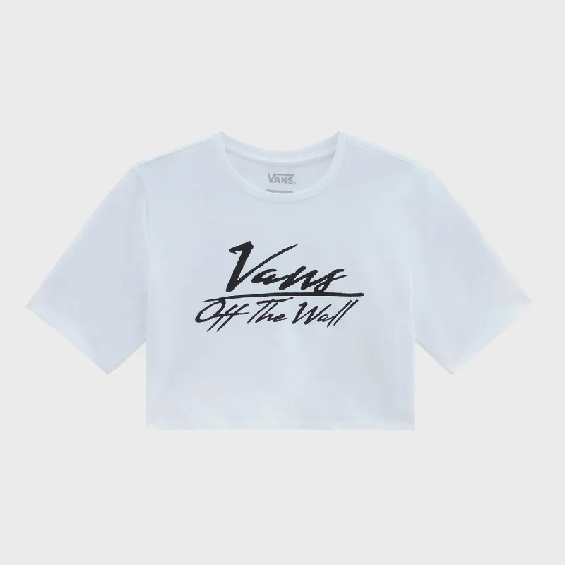 Vans Womens Go Anyplace Crew Crop II T-Shirt - White Cotton Fabric Linen Fabric Terry Fabric