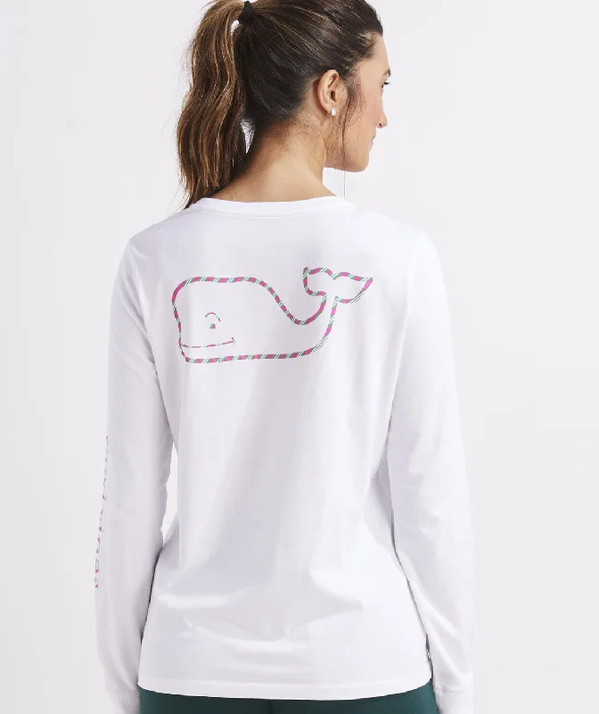 Vineyard Vines Long Sleeve Peppermint Whale Pocket T-Shirt White Cap