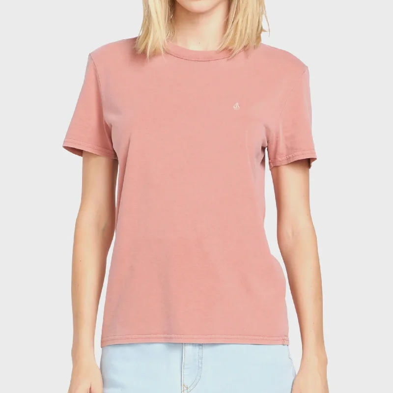 Volcom Womens Solid Stone T-Shirt - Mauve Rose Thin T-Shirt Open Front Quick Dry