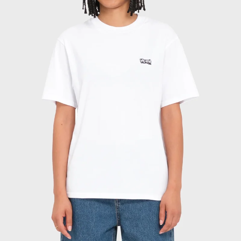 Volcom Womens Spikstone T-Shirt - White V-Neck T-Shirt Long Sleeve Cotton