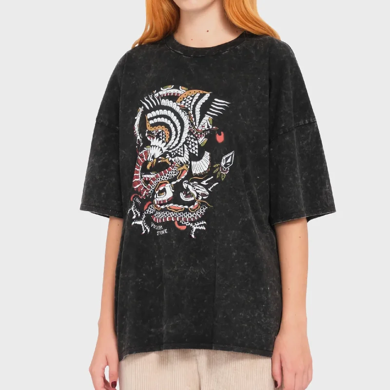 Volcom Womens Voltrip T-Shirt - Black Print Jacquard Patchwork