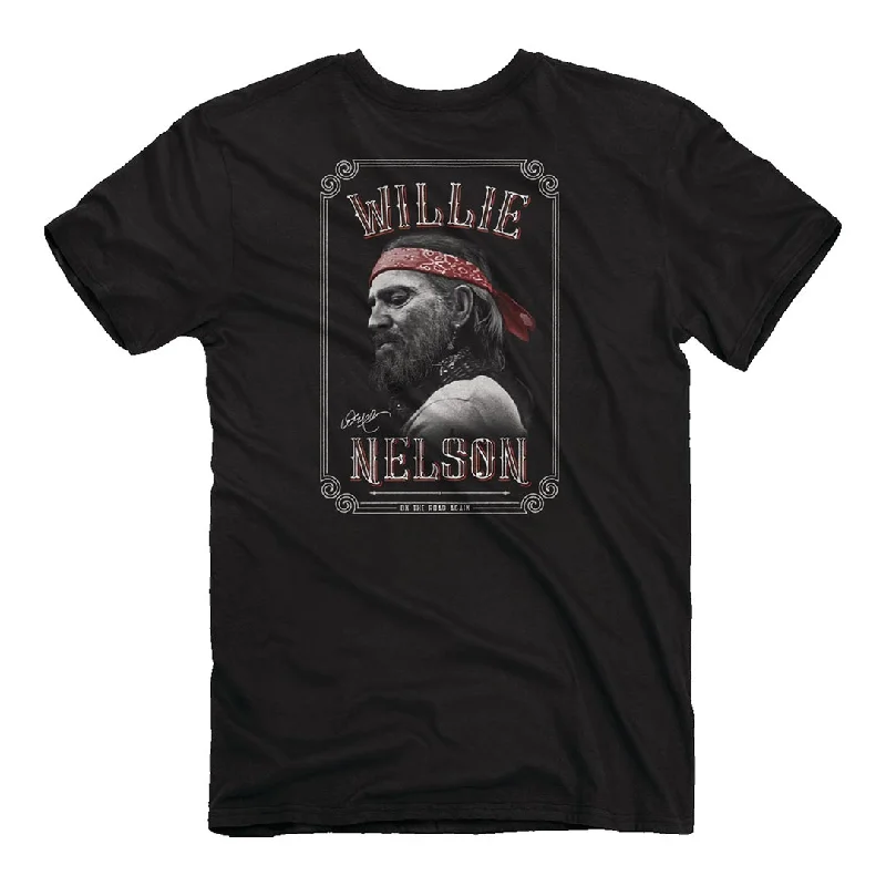Willie Nelson - On the Road Portrait T-Shirt Asymmetrical Pockets Print