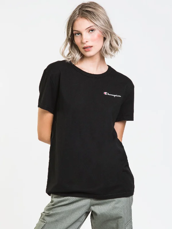 CHAMPION BOYFRIEND SCRIPT T-SHIRT - CLEARANCE Front Pockets Side Pockets Patch Pockets CHAMPION BOYFRIEND SCRIPT T-SHIRT - CLEARANCE Front Pockets Side Pockets Patch Pockets