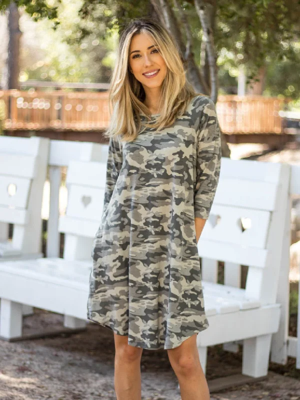 3/4 Sleeve Camo Sloan Dress