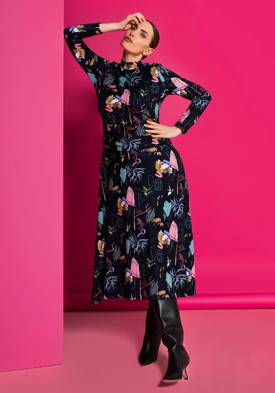 Caroline Kilkenny Teddy Dress, Navy Garden