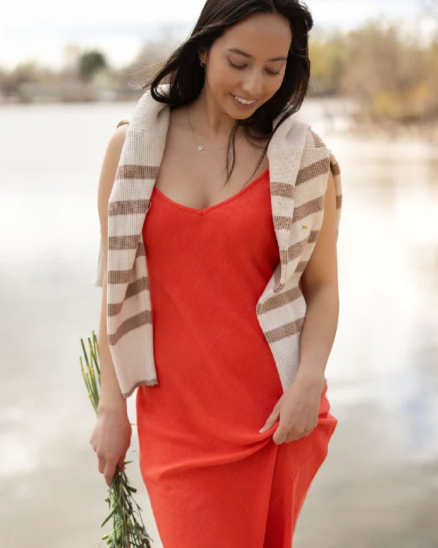 Cherry Linen Slip Dress